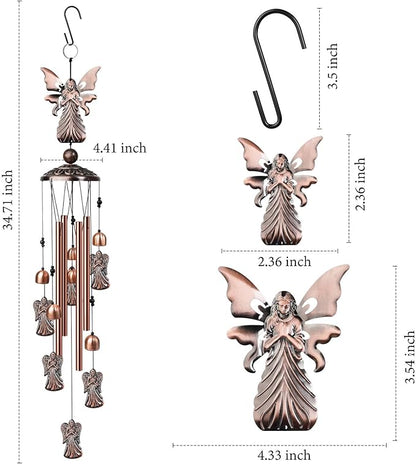 Angel Wind Chimes for Outside, Decorative Wind Chimes Angel Gifts for Women/Men, Memorial/Birthday Gifts, Garden Decor for Outside, Patio or Yard, Durable Chimes for Outdoors