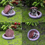 OULIGET Raccoon Garden Statue Ornament,Miniature Simulation Small Animal Resin Sculpture,Cute Flower Pot Fairy Garden Micro Landscape Accessories, Lifelike Decor for Yard Patio