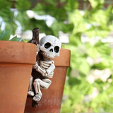 OwMell Garden Decor Statue Flower Pot Hugger, Outdoor Figurine Planter Hugger for Flowerpot, Patio, Balcony, Porch, Yard, Lawn Ornament Outdoor Decor Gifts Plant Decoration - Skeleton
