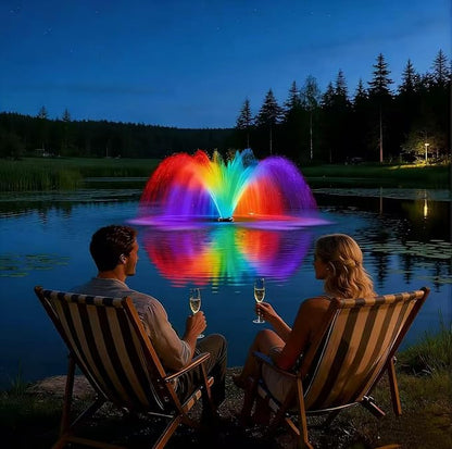 Pond Fountain Aerator,Pond Fountain, 1 HP with Dynamic LED RGB Lighting, Adjustable Modes, Digital Timer | 15,000 GPH, 750W 110V, 100FT Cord - for Large Ponds, Lakes & Outdoor Water Features