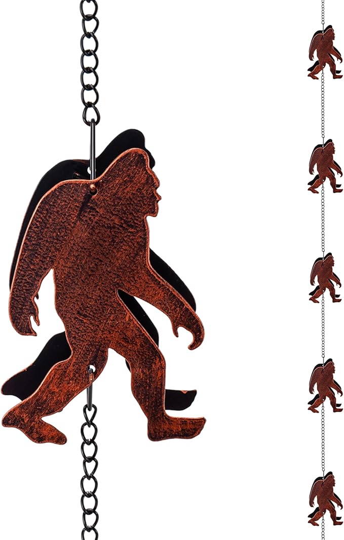 10.7FT Rain Chains for Gutter, Decorative Rain Chain with 10 Orangutan Cups, Adjustable Rain Catcher Chain for Eaves Drainage, Replacement for Downspout
