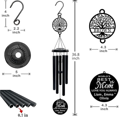 Personalized Mom Wind Chimes Birthday Gifts for Mom Valentines Day Gift for Mom from Daughter Son Outdoor Hanging Decoration