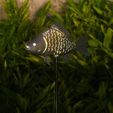 KAIXOXIN Solar Garden Lights Metal Fish Decorative Stake for Outdoor Patio Yard Decorations,Warm White LED Solar Path Lights (Silver-1)