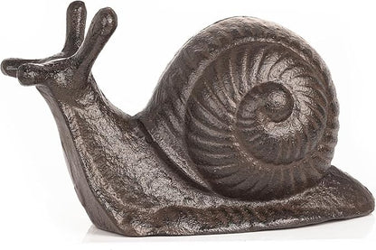Sungmor Cast Iron Snail Statue,3.7" Vintage Black Brown Garden Figurine,Rustic Indoor Outdoor Desk Ornament for Patio,Bookshelf Decor