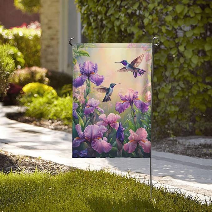 Hummingbird Haven Garden Flags 12×18 Inch Double Sided Decorative Yard Banner Seasonal Flag for Outdoor Outside Decor