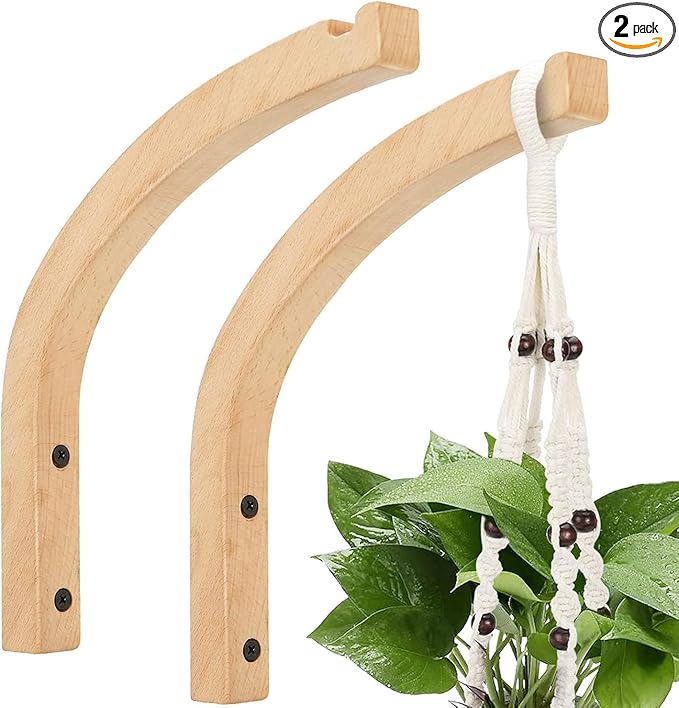 Wall Hooks, Plant Hangers Indoor, 8-Inch Wall Mounted Hanging Plant Hooks for Planters, Lanterns, Flower Bracket, Wind Chimes, Decoration Hooks (2 Pack)