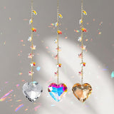 Crystal Sun Catcher Crystal Heart Suncatchers for Windows Hanging Healing Crystals Ornament Gift for Wife Mom Set of 3
