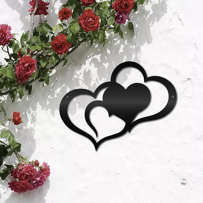 CREATCABIN Love Heart Wall Art Metal Hearts Wall Decoration Sign Ornament Wall Hanging Minimalist Sculpture Artwork for Valentine's Day Bedroom Living Room Decor Housewarming Gift Black 11.8 x 9 Inch
