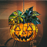 Monstera Jack-o'-Lantern Acrylic Suncatcher Stained Glass Effect Window Car Hanging Christmas Ornament Indoor Outdoor Decor Garden Sun Catcher Panel for Monstera Lover for Women Mom Grandma