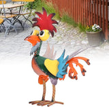 8.3 Inch Wacky Metal Rooster Garden Statue, Handcrafted Iron Rooster Decor for Outdoor Yard and Indoor Desk