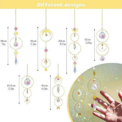 H&D HYALINE & DORA 6PCS Crystal Suncatcher Hanging Sun Catcher with Crystals Chain Pendant Ornament Crystal Balls for Window Home Garden Decor