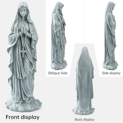 VChymm Virgin Mary Praying Statue 31.49 Inch Tall Outdoor Garden Religious Garden Outdoor Yard Patio Deck Home Entryway Hallway Sculpture Magnesium Oxide Stone （Grey Virgin）