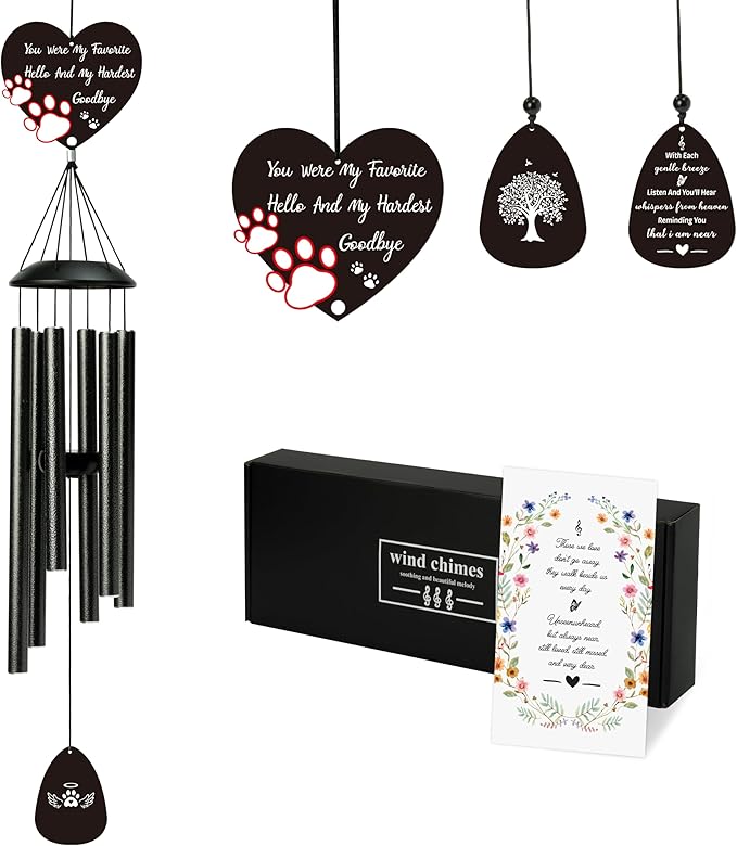 BUoonyer Pet Memorial Wind Chimes - Memorial Gifts for Loss of Pet, Remembrance Sympathy Gift, Loved Cat Dog Commemorative Bereavement Windchimes for Outdoor Outside Patio Decor