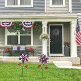 YEAHOME 4th of July Decorations Outdoor, 22.4" Set of 2 Red White Blue Metal Flowers Decorative Garden Stakes for Memorial Day Decorations, Yard Signs Patriotic Decorations for Garden Lawn Porch