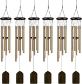 Yahenda 6 Pieces Rustic Wind Chimes 28 Inch Deep Tone Wind Chimes with 6 Aluminum Tubes Memorial Outdoors Soothing Melody for Farmhouse Garden Patio Home Decor(Bronze)
