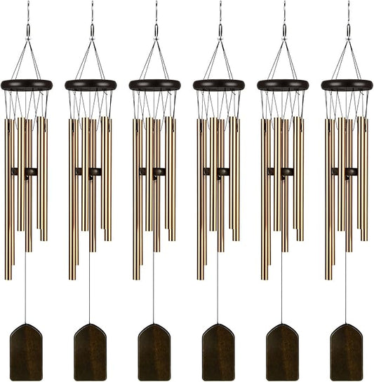 Yahenda 6 Pieces Rustic Wind Chimes 28 Inch Deep Tone Wind Chimes with 6 Aluminum Tubes Memorial Outdoors Soothing Melody for Farmhouse Garden Patio Home Decor(Bronze)