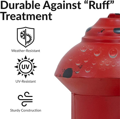 Sunnydaze Fire Hydrant for Dogs to Pee on - Dog Fire Hydrant Pee Post for Potty Training- Red Powder-Coated Paint Finish - 14 in