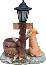 Solar Light Animal Outdoor Statue Planter with Welcome Sign, Resin Garden Sculpture Flower Pot for Patio Lawn Porch Yard Courtyard Decor, Weather-Resistant Decorative Figurine Accent (B)