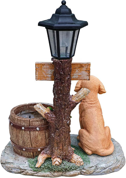 Solar Light Animal Outdoor Statue Planter with Welcome Sign, Resin Garden Sculpture Flower Pot for Patio Lawn Porch Yard Courtyard Decor, Weather-Resistant Decorative Figurine Accent (B)