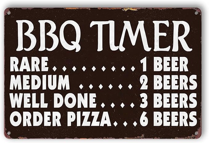 Funny Kitchen Signs Retro BBQ Timer Tin Sign Vintage Grilling Metal Signs For Outdoor Wall Decor Backyard Bar Signs Patio Barbecue Sign