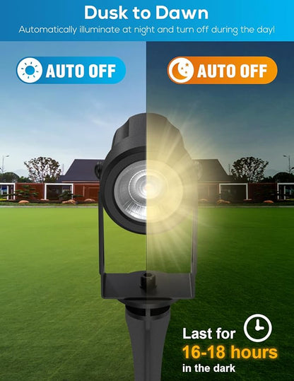ZYAN Solar Landscape Spotlights, Separate Monocrystalline Panels & USB-C Powered 5400mAh Auto On Off Dusk to Dawn, Outdoor IP65 Waterproof, Warm White for Yard Path Patio (4 Pack)