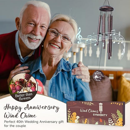 40th Anniversary Wind Chimes Gifts for Men Women, Romantic 40 Year Anniversary for Couples, Parents, Wife, Husband, Friends, Happy Anniversaries Decorations