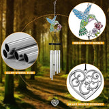 Outdoors Hummingbird Wind Chimes Sympathy Memorial for Loss of Loved One - Soothing Melodic Tones Aluminum Chime Great as a Gift for Your Patio Porch Garden and Backyard (Hummingbird,Heart)