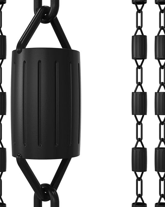 Rain Chains Direct Rain Chain - Rain Chains for Gutters - Scallop, 8.5 Feet, Aluminum, Black Powder Coated, Rain Chains for Downspouts