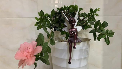 Sitting Fairy Garden Statue,Angel Yard Statues Outdoor,Fairy Gifts for Women Garden Fairy Figurines Outdoor Decor (Brown)