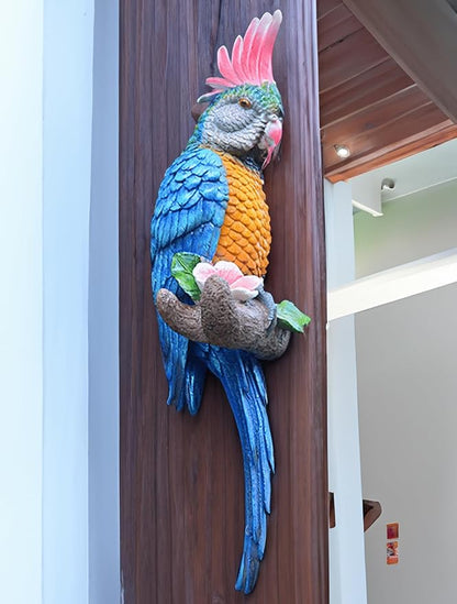 coolboy Hanging Parrot Decor,Bird Statues,Tropical Real Resin Bird Figurines,Parrot Sculpture Home Decor,Perfect for Yard Ornaments,Tree Decorations Outdoor,Patio,Lawn,Tree Trunk, Porch