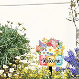 Decorative Garden Stakes, Welcome Yard Sign, Metal Arrangement Ornaments for Courtyard Lawn, Rusty Outdoor Decortions for Easter Housewarming (H)