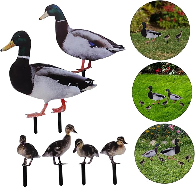 Garden Stake Decoration Ground Insert Lifelike Acrylic Stakes 6pcs Duck for Backyard
