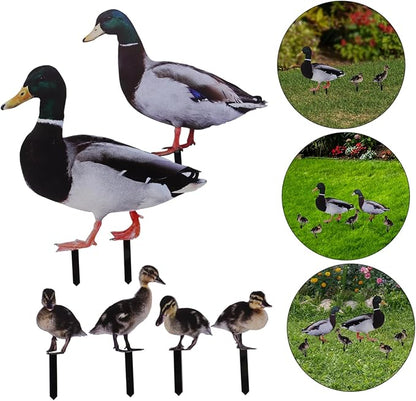 Garden Stake Decoration Ground Insert Lifelike Acrylic Stakes 6pcs Duck for Backyard