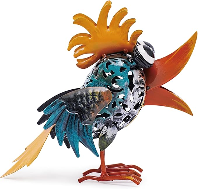 Bird Sculpture Yard Decor - Funny Open Mouth Big Eyes Metal Birds Statue for Garden Patio Lawn Outdoor Standing, Art Figurine Bookshelf Decoration Ornament Gifts for Housewarming Christmas