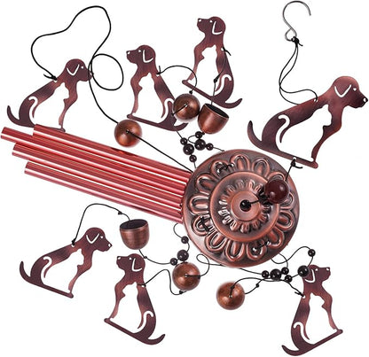 Outdoor Dog Wind Chimes Gifts for Mom - with 4 Tubes 6 Bells 7 Dogs Wind Bell, Romantic Wind Catcher, Mobile Decor Bell, Puppy Windchimes for Home, Balcony, Tree, Festival, Garden Decoration