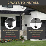 10FT Rain Chain for Gutters, Black Aluminum Daffodil Flower Design, Extra Large Cups to Reduce Splashing, Decorative Downspout Replacement for Outdoor Garden Decor