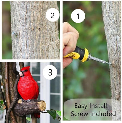 Tree Hugger Cardinal, Garden Statues Resin Large Red Bird Garden Peeker Decor Figurine Hanging Tree Face Sculpture Yard Ornaments