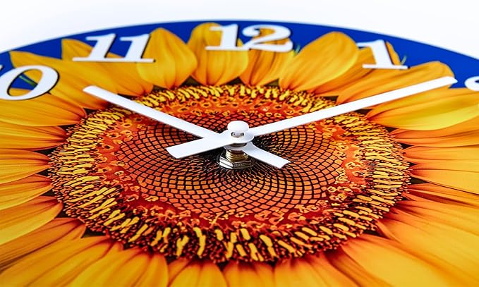 Yoiolclc Large Outdoor Clock Waterproof-Decorative Sun Flower Wall Clocks for Pool Patio Porch Garden(14 Inch,Sunflower)