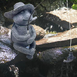 Tortoise Fishing Statue Garden Decor，9.8" Weatherproof Resin Tortoise Fishing Sculpture Decor for Fish Ponds, Koi Ponds, Waterfalls, Poolside Outdoor Gardens Resin Figurine for Indoor Outdoor Décor