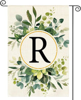 AVOIN colorlife Monogram Letter R Floral Garden Flag 12x18 Inch Double Sided Outside, Family Last Name Initial Yard Outdoor Decoration