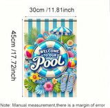 HOMETITUTE Welcome to Our Pool Summer Garden Flag 12x18 Inch Double Sided Summer Swimming Pool Yard Flag Palm Leaf ParasolParty Seasonal Farmhouse Banner Outdoor Decor Poolside