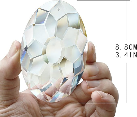 YU FENG 89mm/3.5in Crystal Prism Suncatcher for Windows,Rainbow Maker Hanging Crystals for Garden Home Outdoor Decoration (Clear)