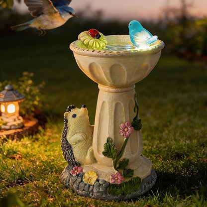 HUYIENO Solar Garden Statue Outdoor Decor Ornament Waterproof Solar Powered LED Lights for Yard, Patio, Lawn Gift for Mom, Women, Housewarming Hedgehog