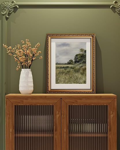 ARPEOTCY Vintage Gold Framed Wall Art, 13x16 inch Farmhouse Meadow Landscape Country Paintings Home Decor, Moody Rustic Victorian Wall Decor for Living Room, Canvas Prints Antique Pictures Frame