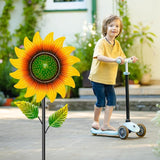 Sunflower Wind Spinners Outdoor, 46.7" H x 12.6" W Metal Wind Sculptures & Spinners with 5 Prong Stake, Garden Windmill for Yard Lawn Patio Art Decor Yellow