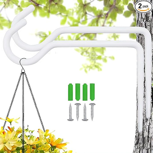 6 Inch Metal Wall Plant Hanger for Hanging Plants, Bird Feeders, Wind Chimes, Flower Baskets – Plant Hanger Indoor Indoor/Outdoor Use, 2 Pack White