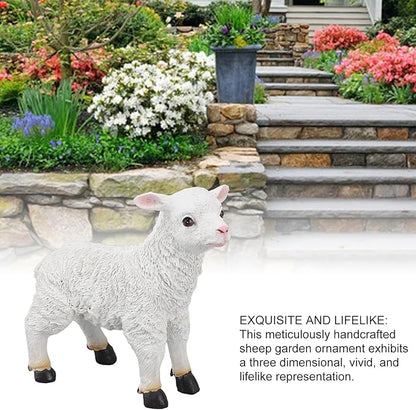 Jerliflyer 1Pcs Lamb Garden Statue,Sheep Hand Made Lifelike Garden Sculpture for Indoor Outdoor Decoration(Small Standing Posture