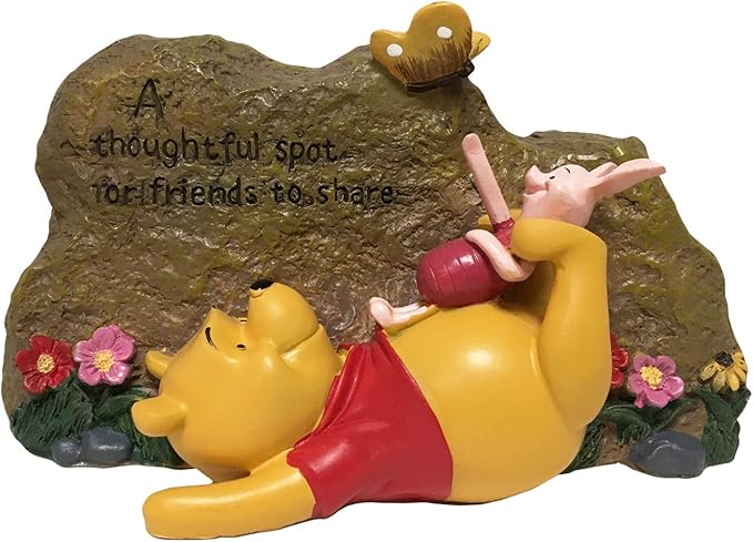Disney Winnie The Pooh and Piglet Thoughtful Spot Everyday Outdoor Garden Rock, 5 inches Tall, Officially Licensed Disney Product