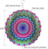 Mandala Metal Wind Spinner Outdoors - Large 12 Inch 3D & Indoor Hanging Decor, Garden & Yard Ornament | Unique Kinetic Sculpture Gift for Women, Boho Porch & Lawn Decor - Christmas Thanksgiving Gift