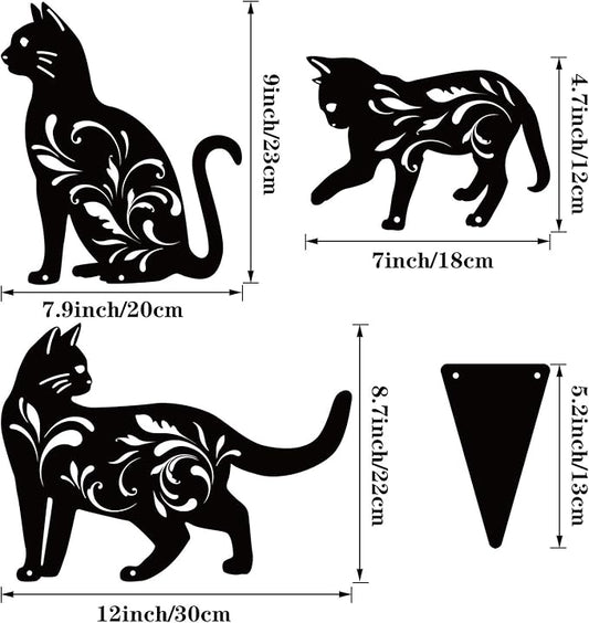 URATOT 3 Pack Metal Cat Garden Statues Black Cat Silhouette Cats Decorative Stakes Garden Outdoor Statues Animal Stakes for Yard Decor and Lawn Ornaments
